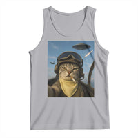 Cat Selfie With Alien UFO Tank Top Retro Space Sci-Fi Cat Pilot - Wonder Print Shop