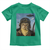 Cat Selfie With Alien UFO Toddler T Shirt Retro Space Sci-Fi Cat Pilot - Wonder Print Shop