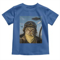 Cat Selfie With Alien UFO Toddler T Shirt Retro Space Sci-Fi Cat Pilot - Wonder Print Shop