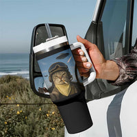 Cat Selfie With Alien UFO Tumbler With Handle Retro Space Sci-Fi Cat Pilot - Wonder Print Shop