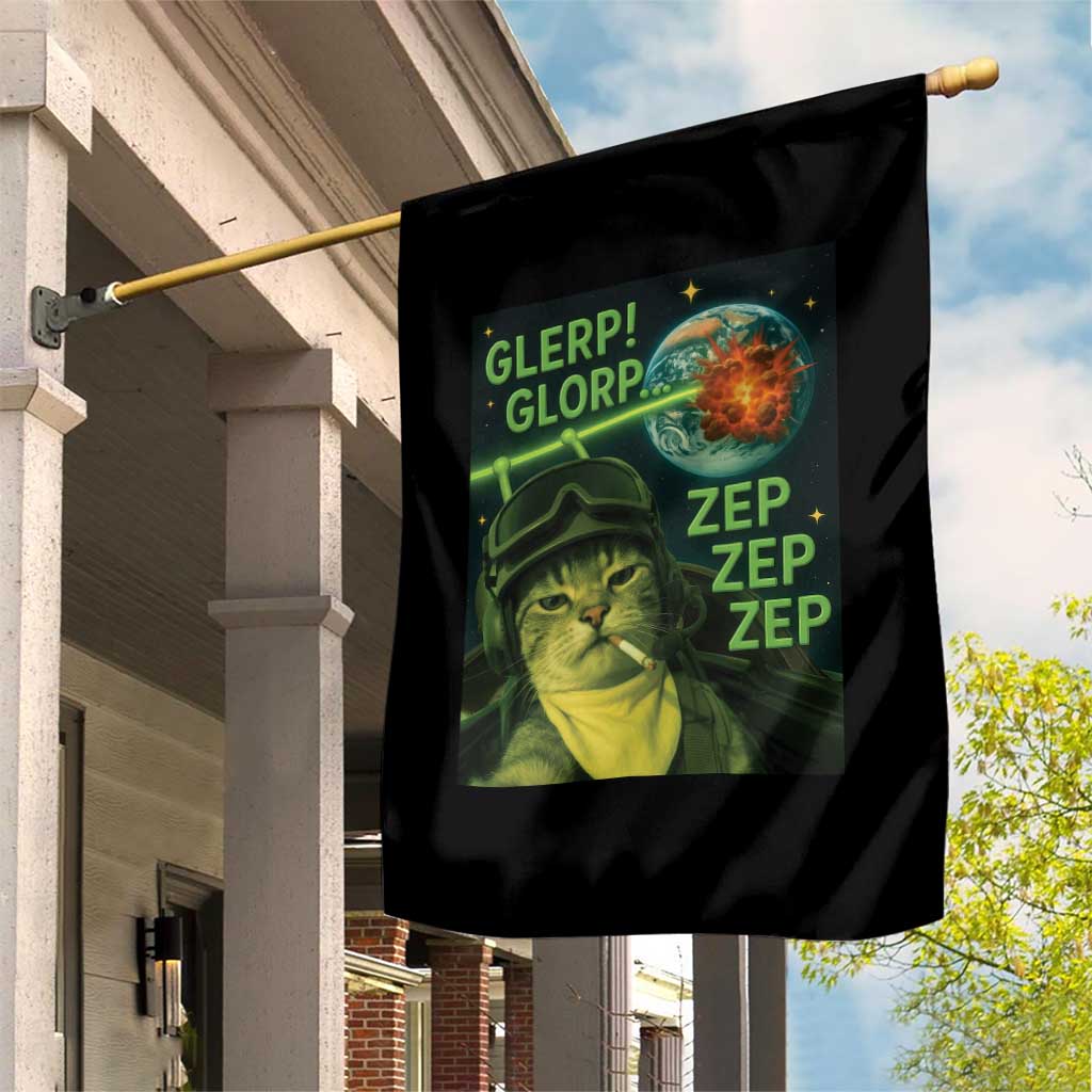 Funny UFO Alien Cat Selfie Garden Flag Retro Space Sci-Fi Cat Pilot - Wonder Print Shop