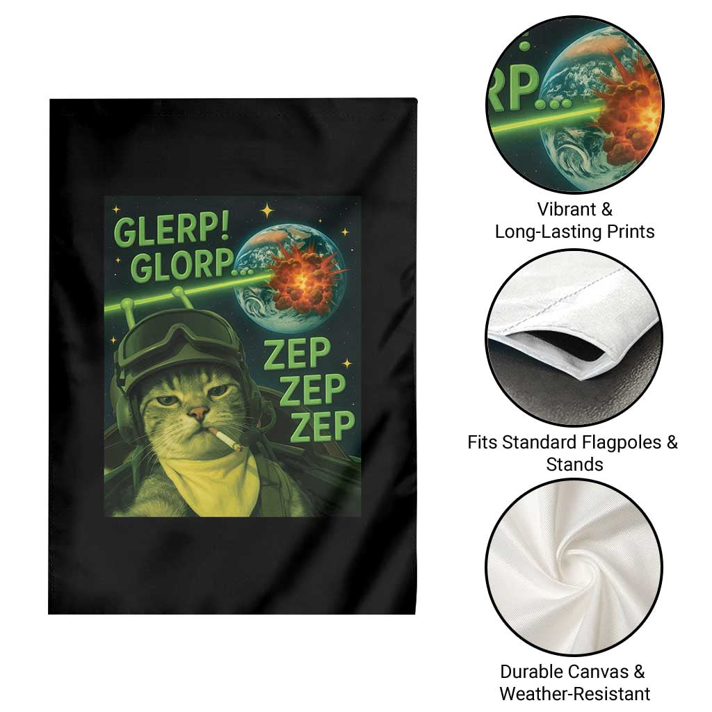 Funny UFO Alien Cat Selfie Garden Flag Retro Space Sci-Fi Cat Pilot - Wonder Print Shop