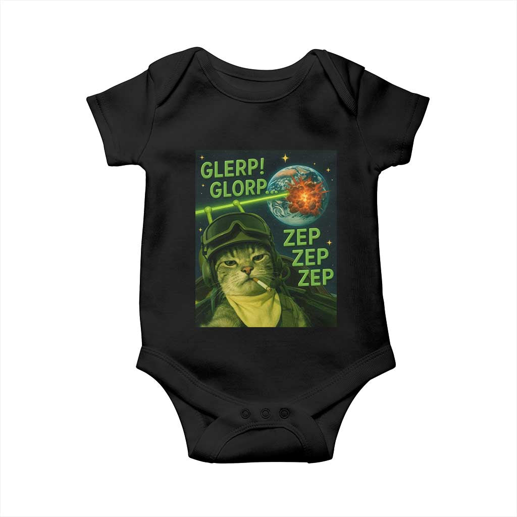 Funny UFO Alien Cat Selfie Baby Onesie Retro Space Sci-Fi Cat Pilot - Wonder Print Shop