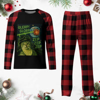 Funny UFO Alien Cat Selfie Plaid Pajama Set Retro Space Sci-Fi Cat Pilot - Wonder Print Shop