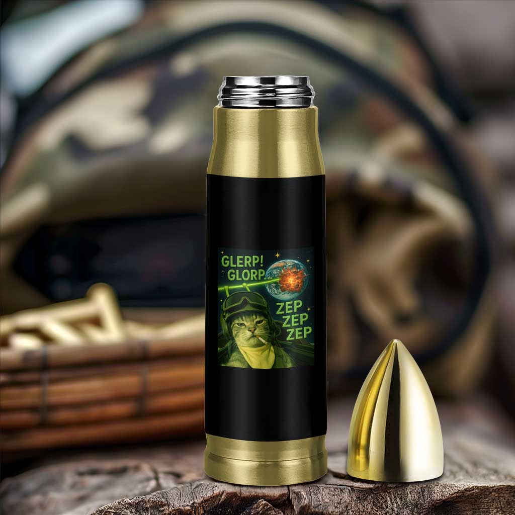Funny UFO Alien Cat Selfie Bullet Tumbler Retro Space Sci-Fi Cat Pilot - Wonder Print Shop