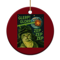 Funny UFO Alien Cat Selfie Ceramic Ornament Retro Space Sci-Fi Cat Pilot - Wonder Print Shop