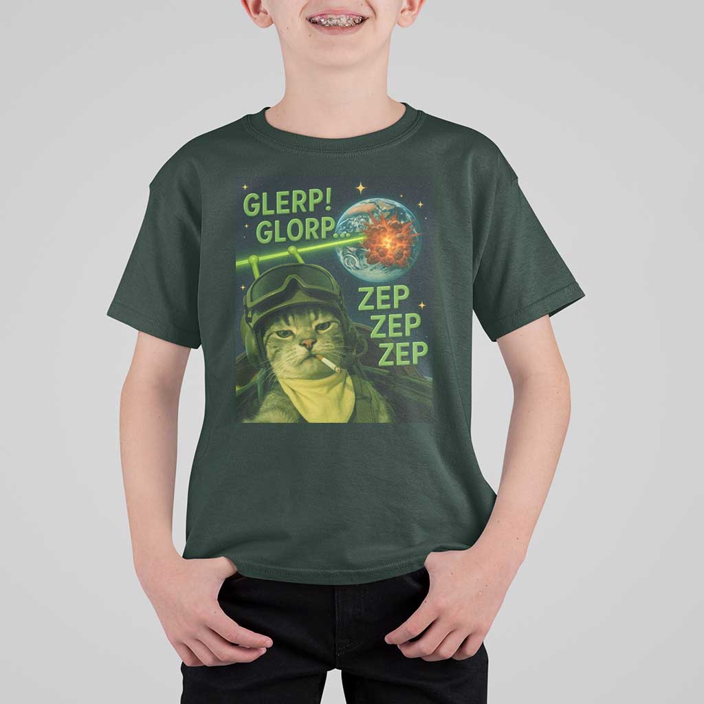 Funny UFO Alien Cat Selfie T Shirt For Kid Retro Space Sci-Fi Cat Pilot - Wonder Print Shop