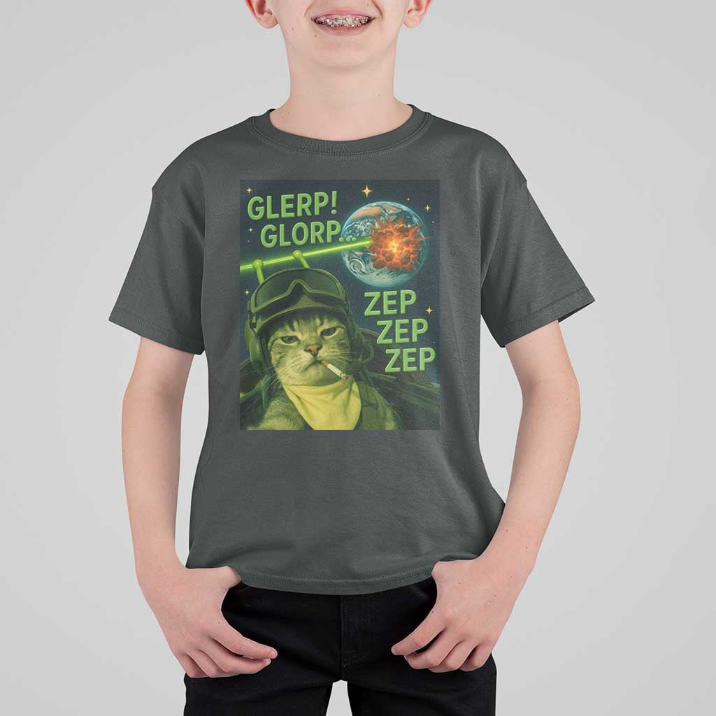 Funny UFO Alien Cat Selfie T Shirt For Kid Retro Space Sci-Fi Cat Pilot - Wonder Print Shop