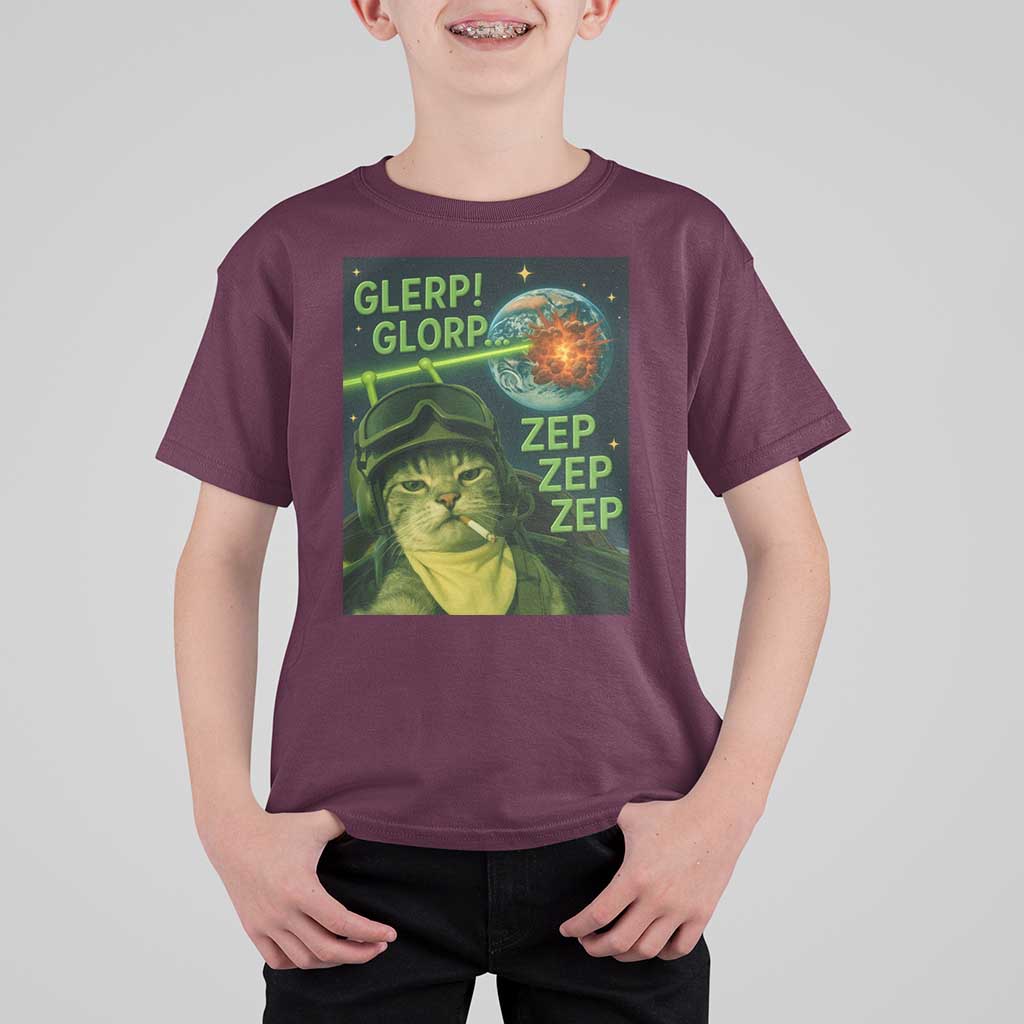 Funny UFO Alien Cat Selfie T Shirt For Kid Retro Space Sci-Fi Cat Pilot - Wonder Print Shop