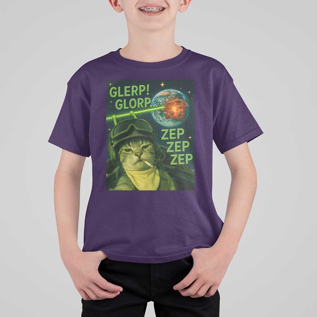 Funny UFO Alien Cat Selfie T Shirt For Kid Retro Space Sci-Fi Cat Pilot - Wonder Print Shop
