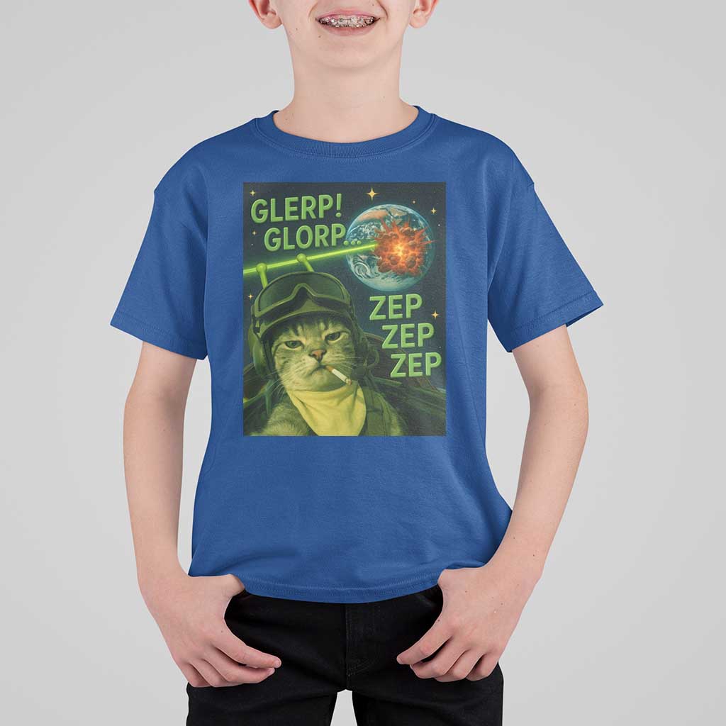 Funny UFO Alien Cat Selfie T Shirt For Kid Retro Space Sci-Fi Cat Pilot - Wonder Print Shop