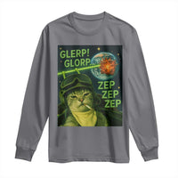 Funny UFO Alien Cat Selfie Long Sleeve Shirt Retro Space Sci-Fi Cat Pilot - Wonder Print Shop