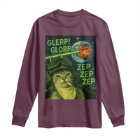 Funny UFO Alien Cat Selfie Long Sleeve Shirt Retro Space Sci-Fi Cat Pilot - Wonder Print Shop