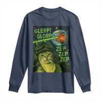 Funny UFO Alien Cat Selfie Long Sleeve Shirt Retro Space Sci-Fi Cat Pilot - Wonder Print Shop