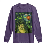 Funny UFO Alien Cat Selfie Long Sleeve Shirt Retro Space Sci-Fi Cat Pilot - Wonder Print Shop
