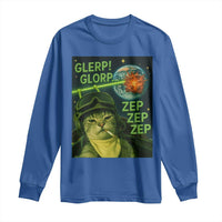 Funny UFO Alien Cat Selfie Long Sleeve Shirt Retro Space Sci-Fi Cat Pilot - Wonder Print Shop