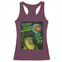 Funny UFO Alien Cat Selfie Racerback Tank Top Retro Space Sci-Fi Cat Pilot - Wonder Print Shop