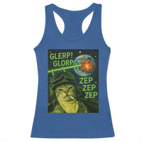 Funny UFO Alien Cat Selfie Racerback Tank Top Retro Space Sci-Fi Cat Pilot - Wonder Print Shop