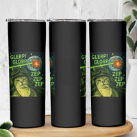 Funny UFO Alien Cat Selfie Skinny Tumbler Retro Space Sci-Fi Cat Pilot - Wonder Print Shop