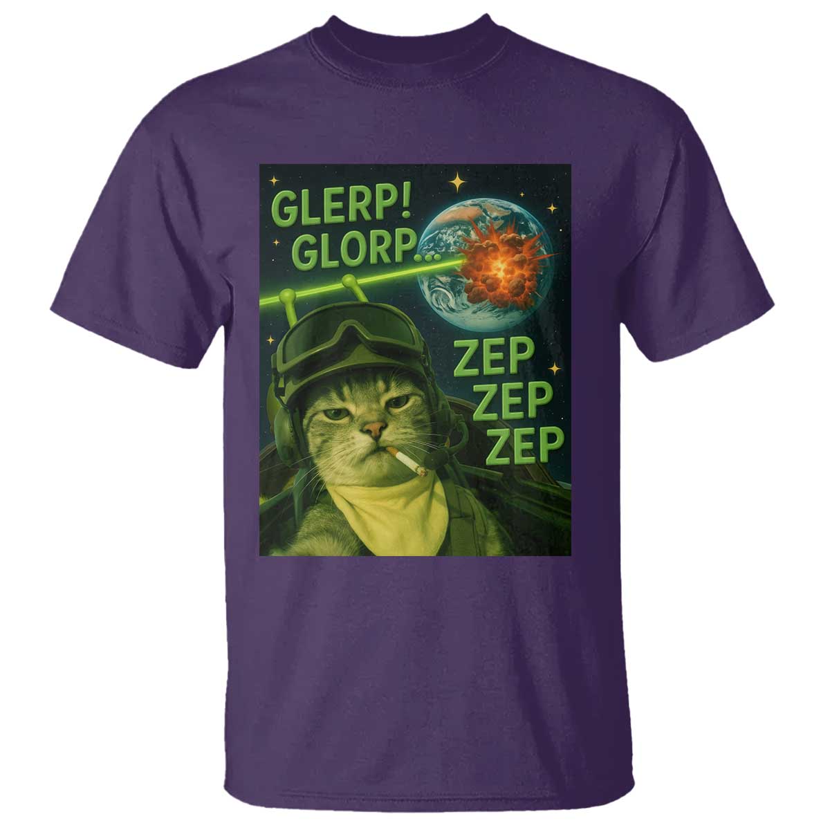 Funny UFO Alien Cat Selfie T Shirt Retro Space Sci-Fi Cat Pilot - Wonder Print Shop