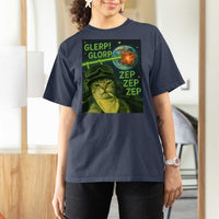Funny UFO Alien Cat Selfie T Shirt For Women Retro Space Sci-Fi Cat Pilot - Wonder Print Shop