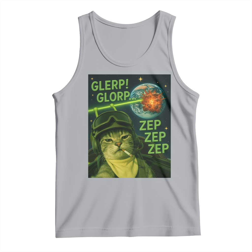 Funny UFO Alien Cat Selfie Tank Top Retro Space Sci-Fi Cat Pilot - Wonder Print Shop