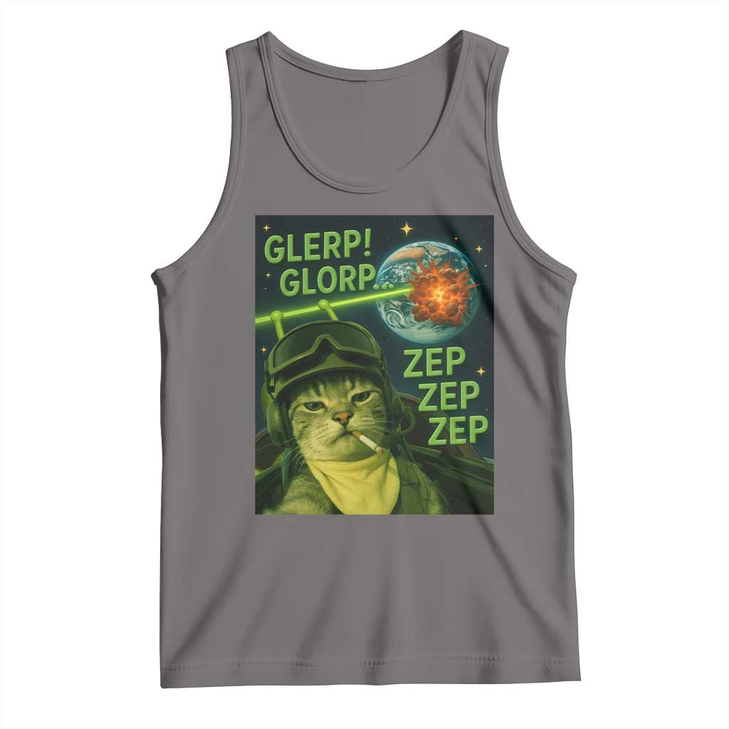 Funny UFO Alien Cat Selfie Tank Top Retro Space Sci-Fi Cat Pilot - Wonder Print Shop