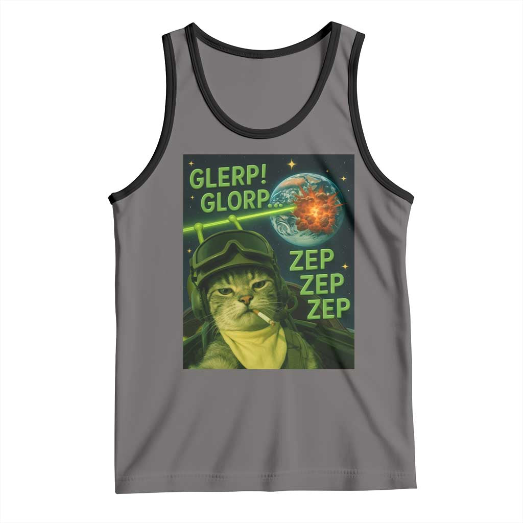 Funny UFO Alien Cat Selfie Tank Top Retro Space Sci-Fi Cat Pilot - Wonder Print Shop