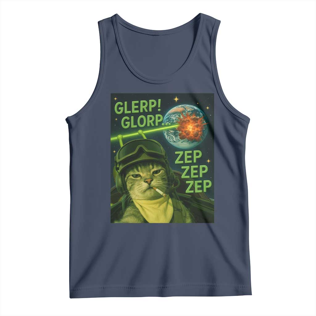 Funny UFO Alien Cat Selfie Tank Top Retro Space Sci-Fi Cat Pilot - Wonder Print Shop