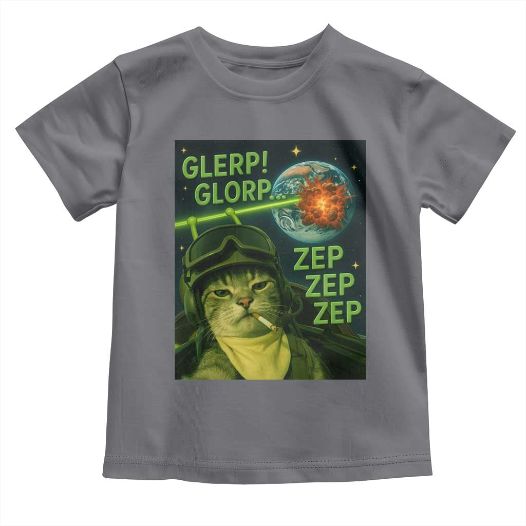 Funny UFO Alien Cat Selfie Toddler T Shirt Retro Space Sci-Fi Cat Pilot - Wonder Print Shop