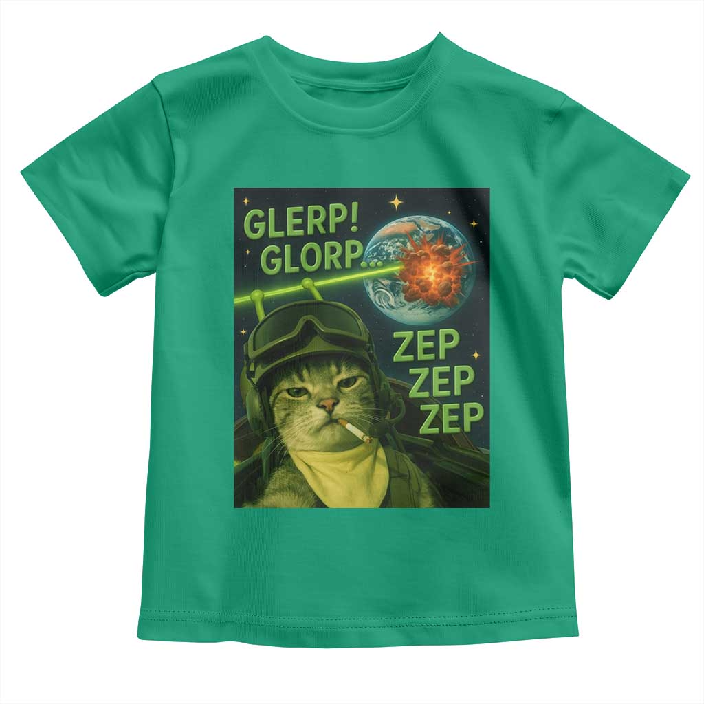 Funny UFO Alien Cat Selfie Toddler T Shirt Retro Space Sci-Fi Cat Pilot - Wonder Print Shop