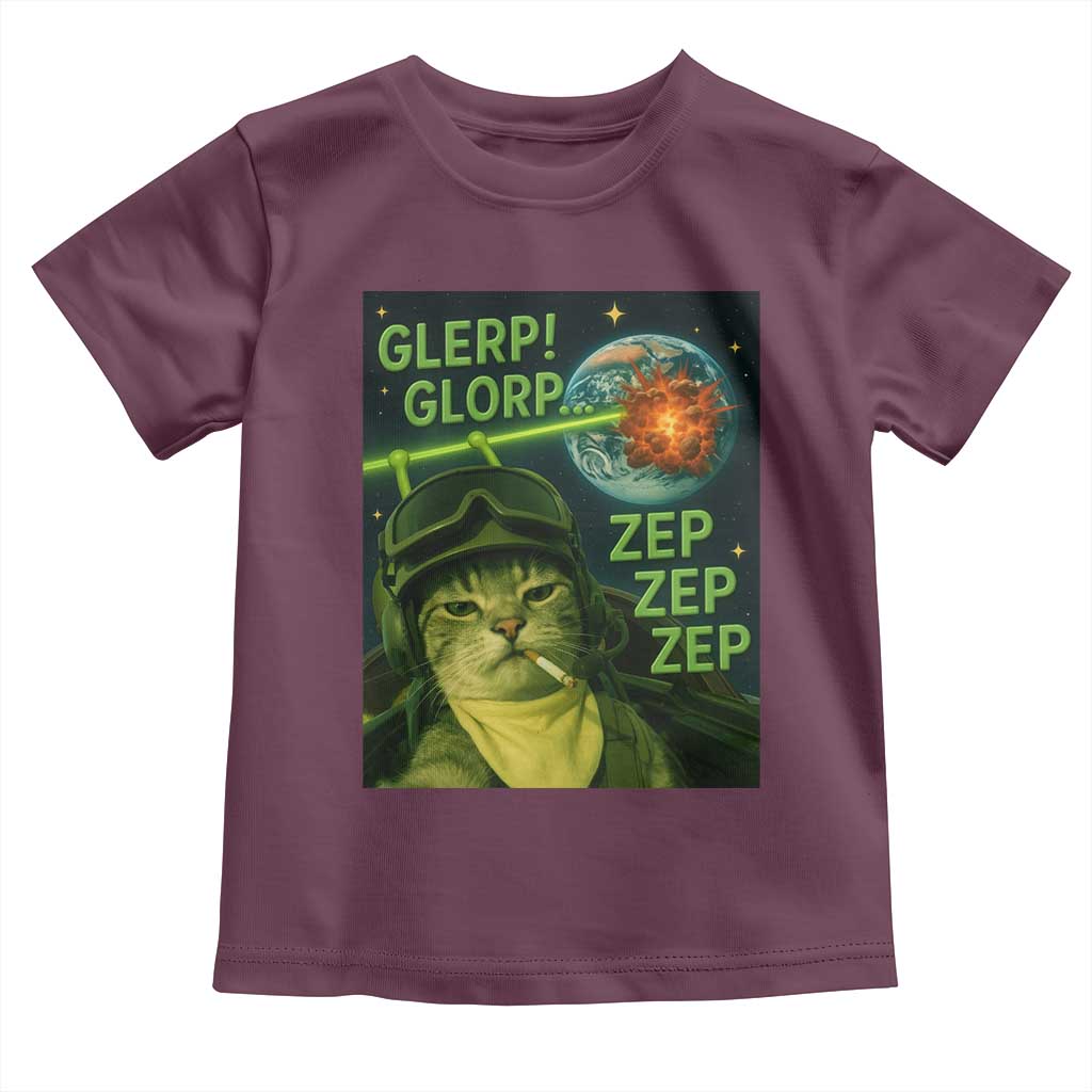 Funny UFO Alien Cat Selfie Toddler T Shirt Retro Space Sci-Fi Cat Pilot - Wonder Print Shop