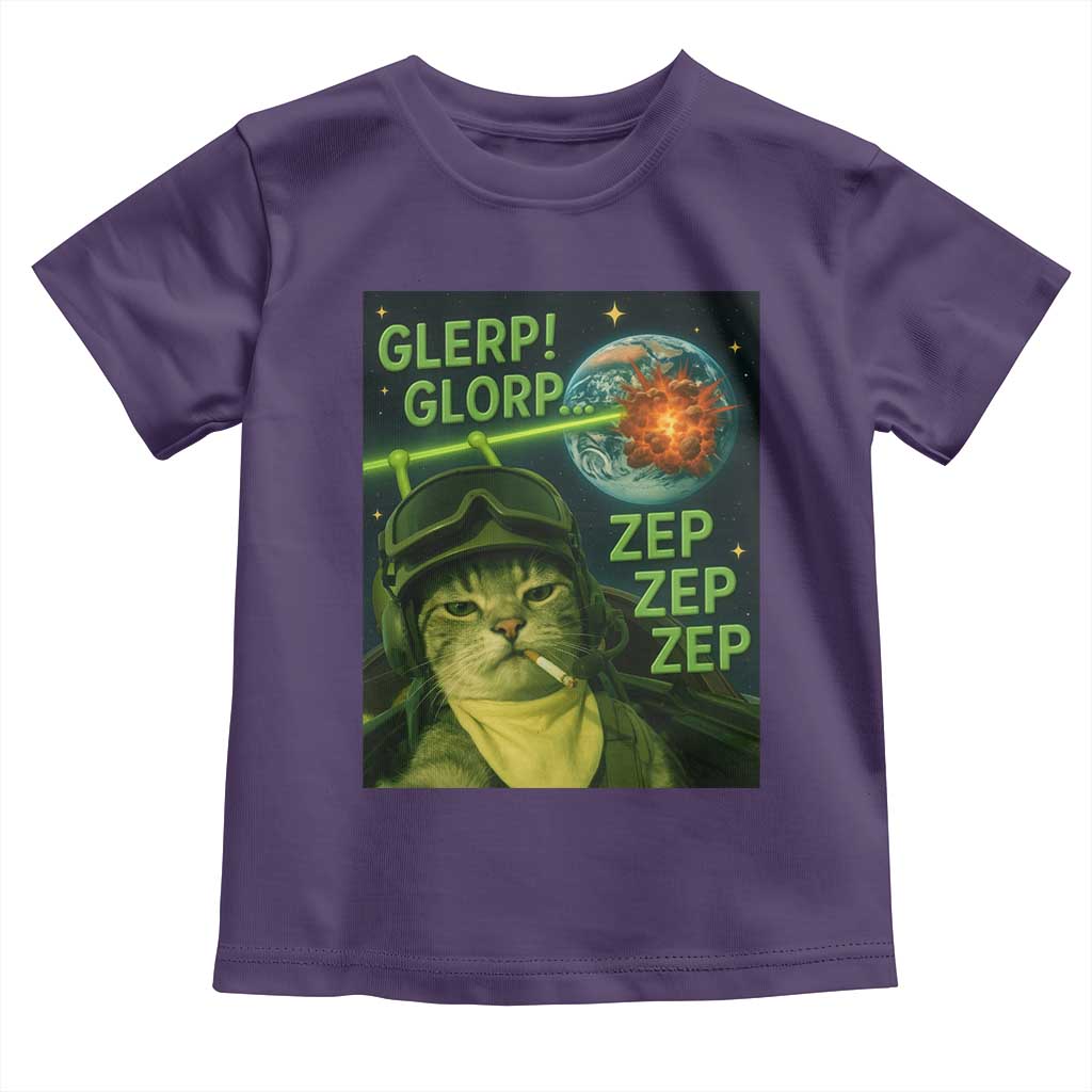 Funny UFO Alien Cat Selfie Toddler T Shirt Retro Space Sci-Fi Cat Pilot - Wonder Print Shop