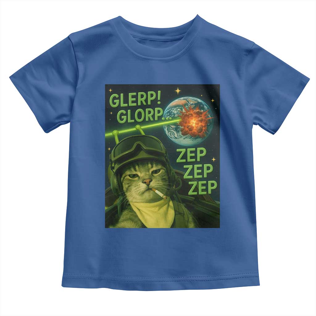 Funny UFO Alien Cat Selfie Toddler T Shirt Retro Space Sci-Fi Cat Pilot - Wonder Print Shop