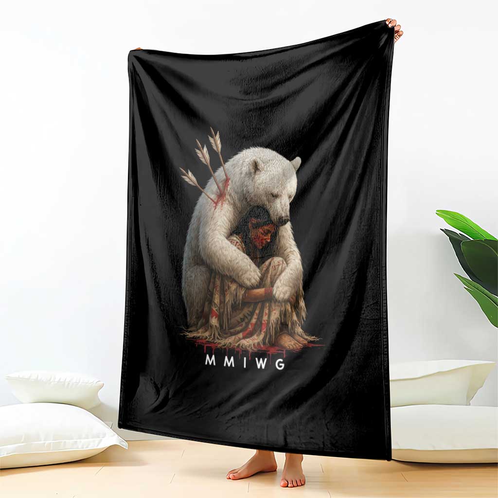 MMIW Native American Throw Blanket Spirit Bear Protecting Indigenous Woman MMIWG - Wonder Print Shop