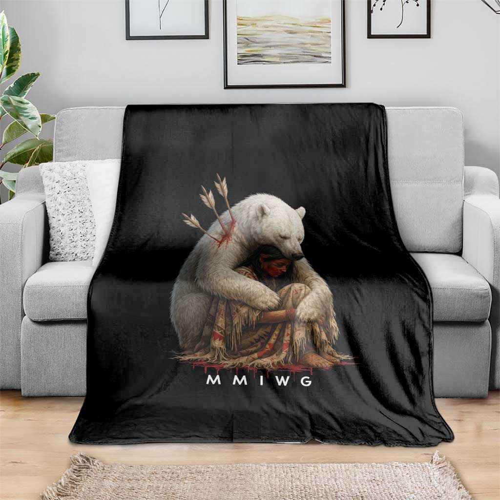 MMIW Native American Throw Blanket Spirit Bear Protecting Indigenous Woman MMIWG - Wonder Print Shop