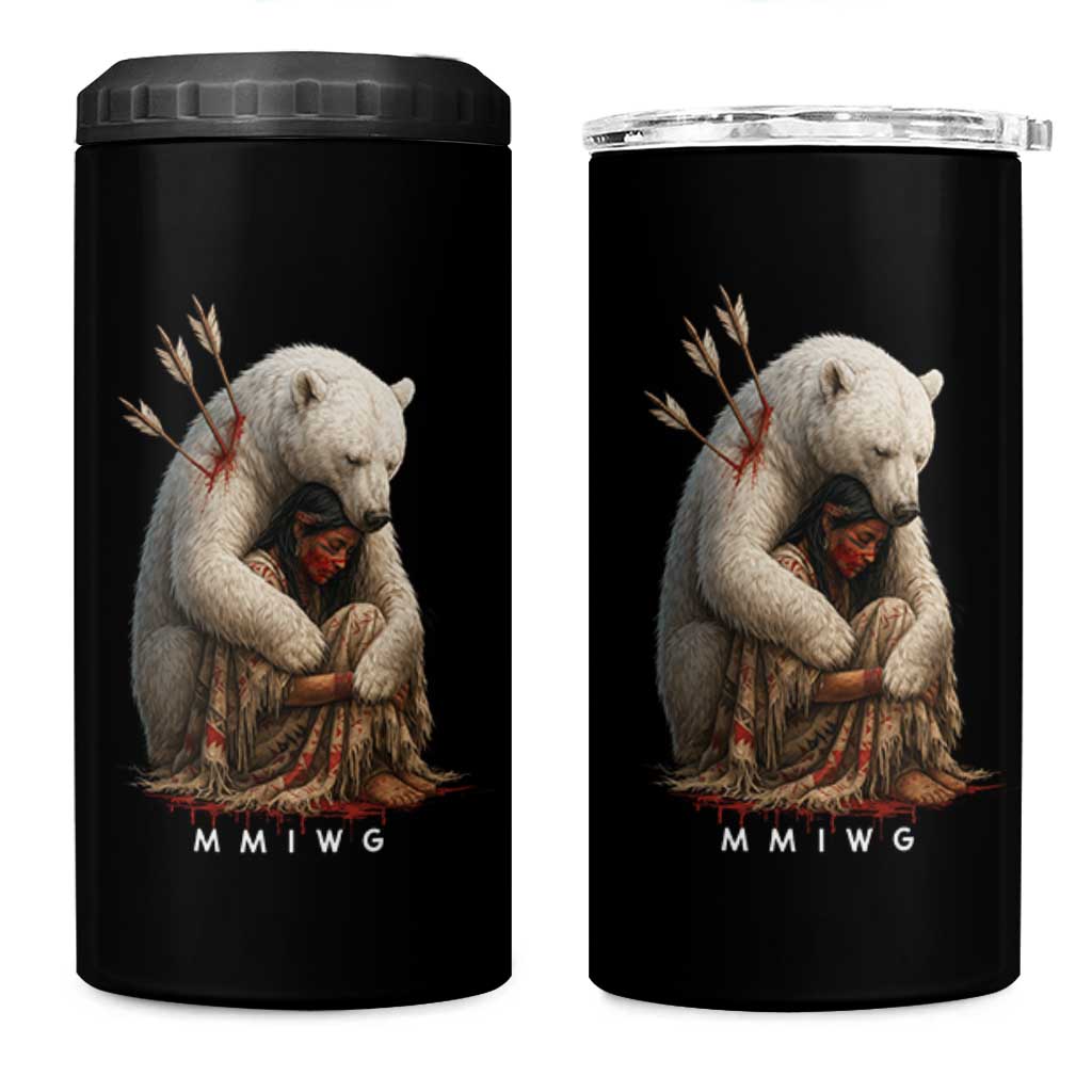 MMIW Native American 4 in 1 Can Cooler Tumbler Spirit Bear Protecting Indigenous Woman MMIWG - Wonder Print Shop