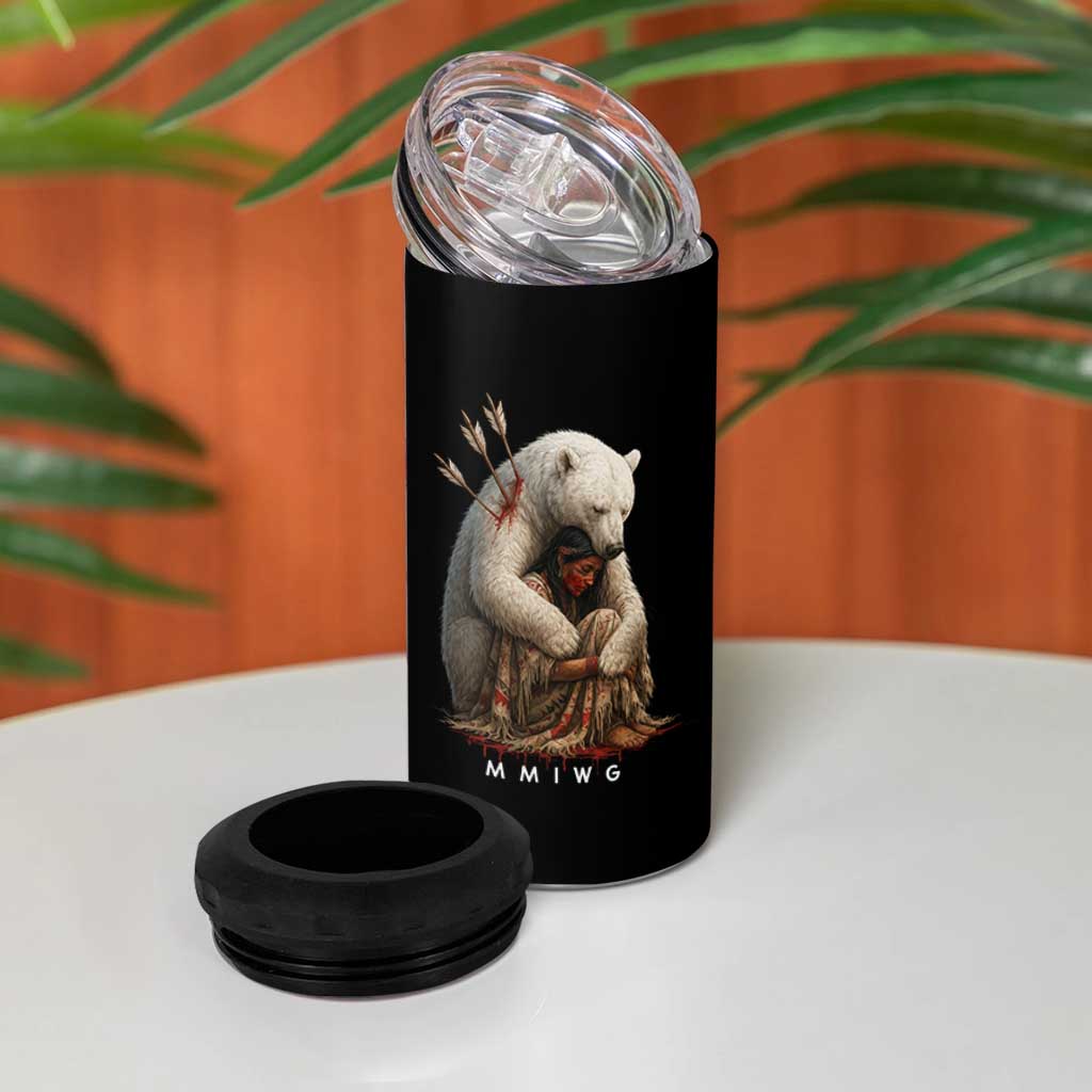 MMIW Native American 4 in 1 Can Cooler Tumbler Spirit Bear Protecting Indigenous Woman MMIWG - Wonder Print Shop