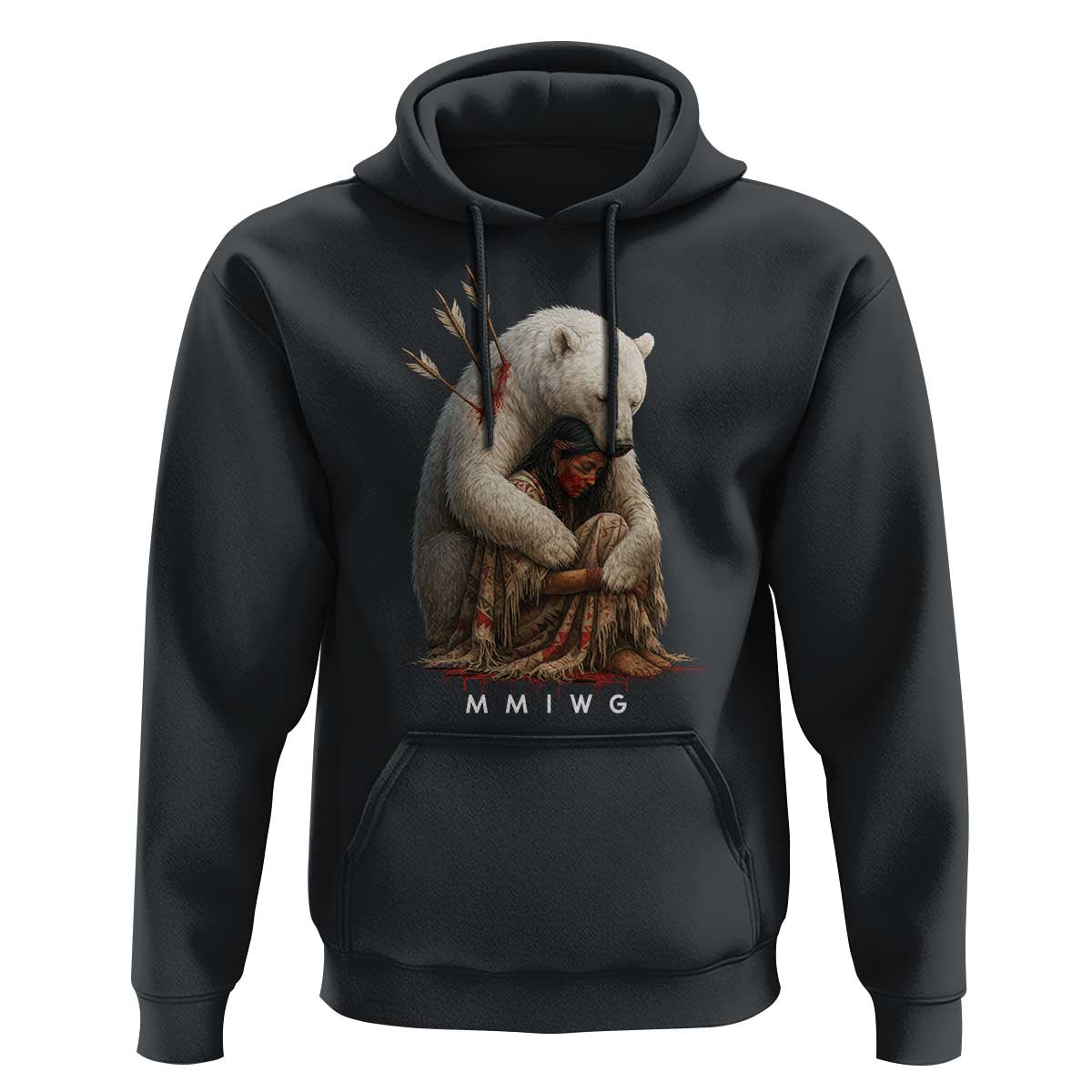 MMIW Native American Hoodie Spirit Bear Protecting Indigenous Woman MMIWG - Wonder Print Shop
