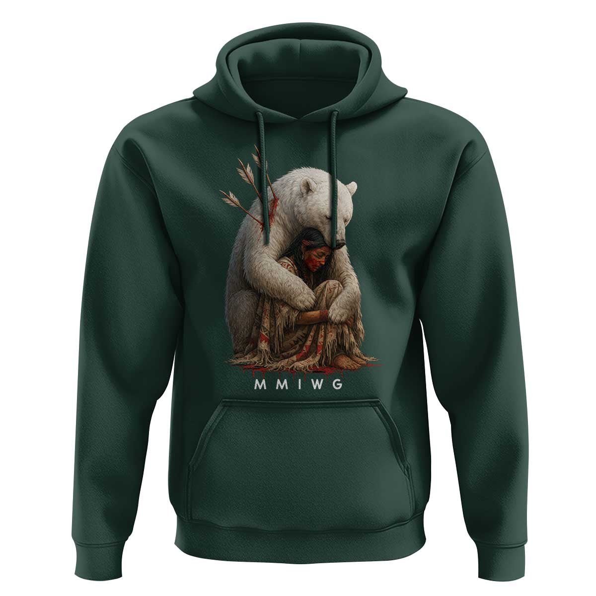 MMIW Native American Hoodie Spirit Bear Protecting Indigenous Woman MMIWG - Wonder Print Shop