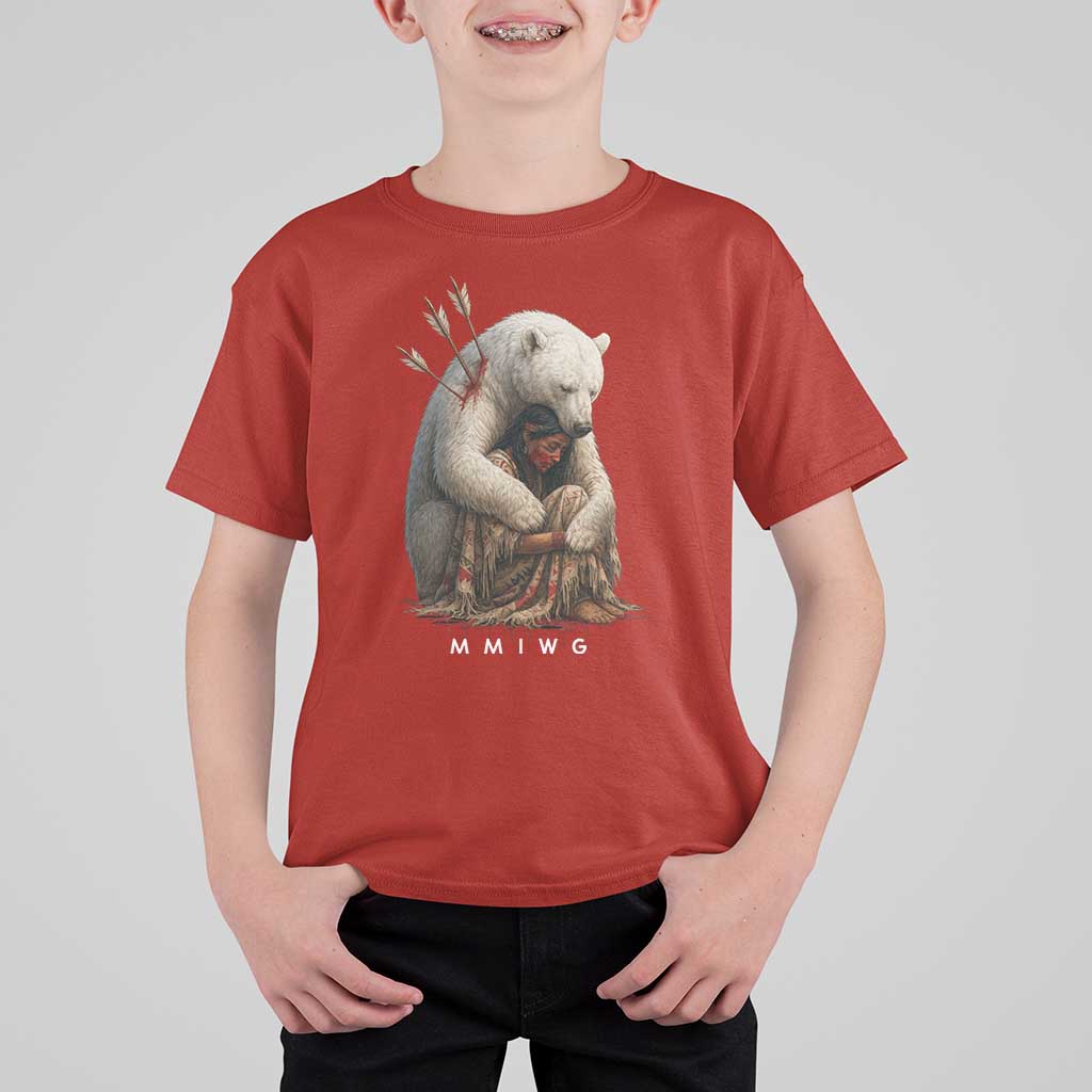 MMIW Native American T Shirt For Kid Spirit Bear Protecting Indigenous Woman MMIWG - Wonder Print Shop