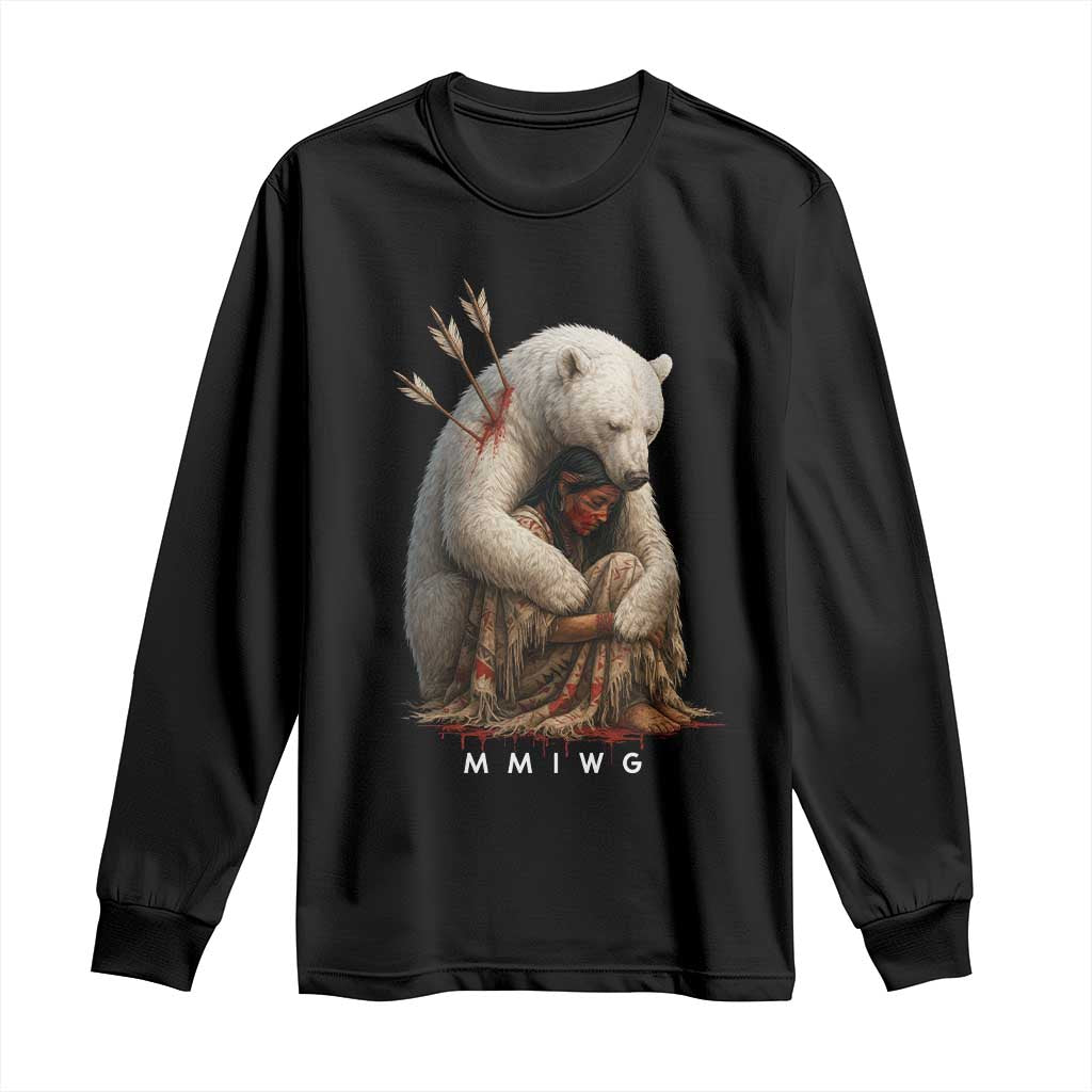 MMIW Native American Long Sleeve Shirt Spirit Bear Protecting Indigenous Woman MMIWG - Wonder Print Shop