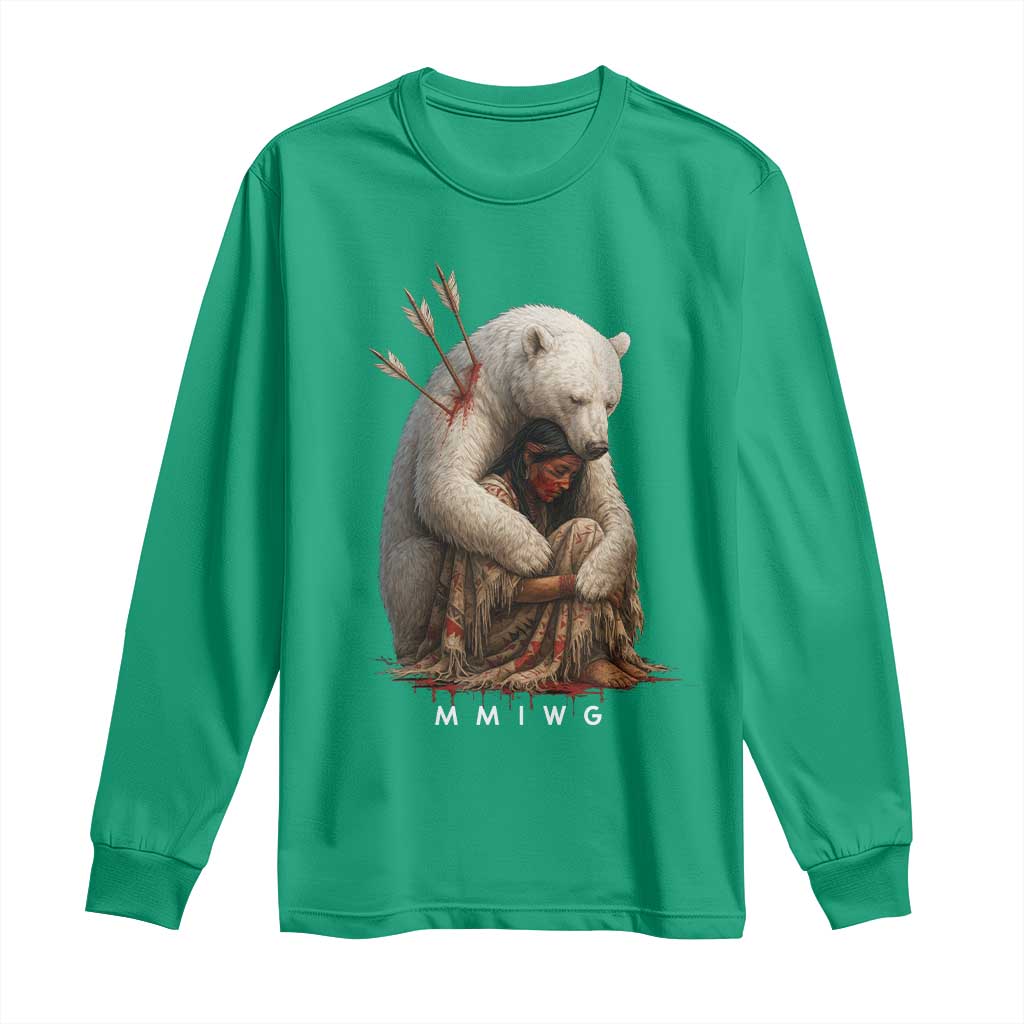 MMIW Native American Long Sleeve Shirt Spirit Bear Protecting Indigenous Woman MMIWG - Wonder Print Shop