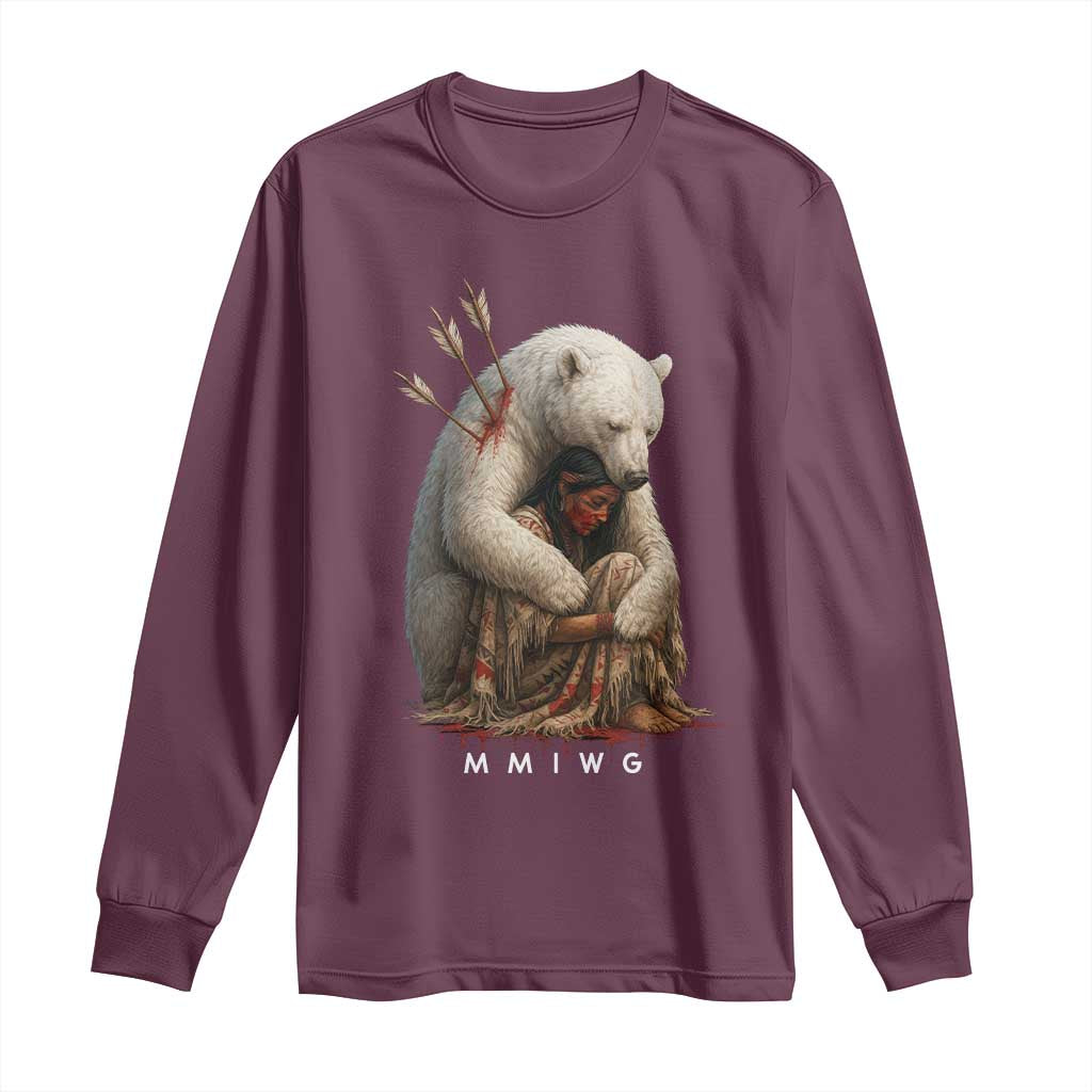 MMIW Native American Long Sleeve Shirt Spirit Bear Protecting Indigenous Woman MMIWG - Wonder Print Shop