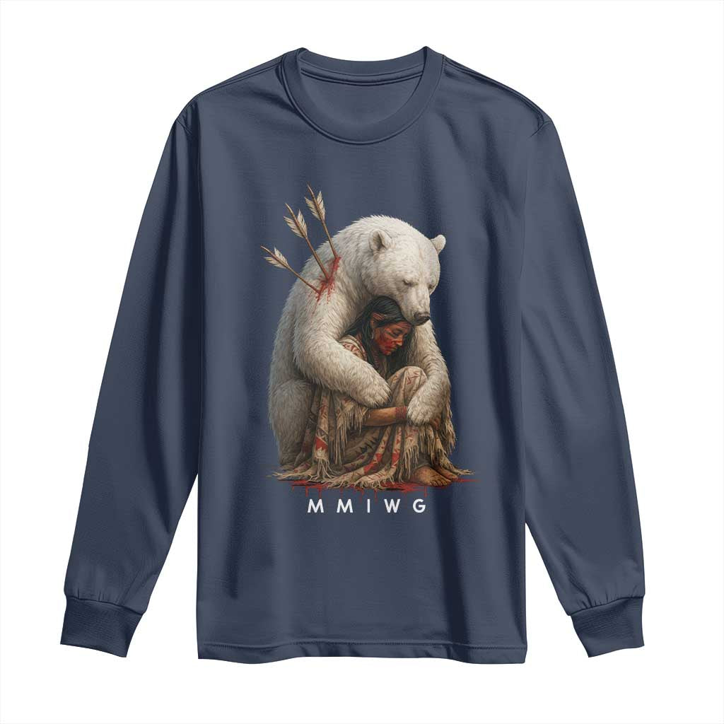 MMIW Native American Long Sleeve Shirt Spirit Bear Protecting Indigenous Woman MMIWG - Wonder Print Shop