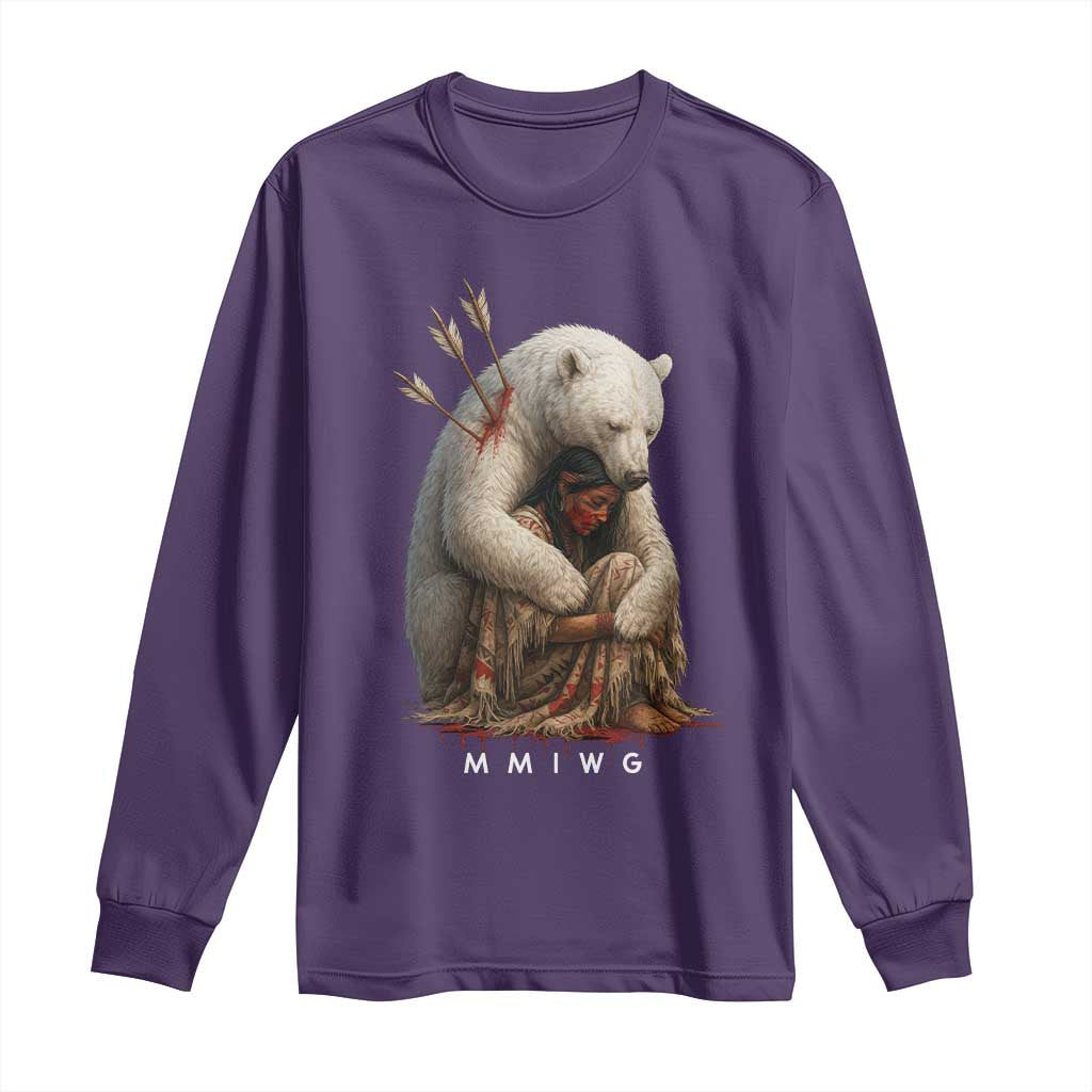 MMIW Native American Long Sleeve Shirt Spirit Bear Protecting Indigenous Woman MMIWG - Wonder Print Shop
