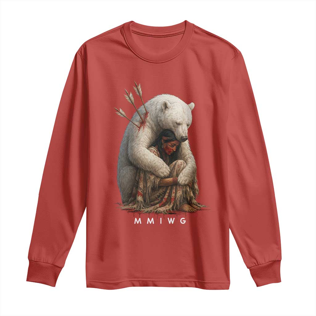 MMIW Native American Long Sleeve Shirt Spirit Bear Protecting Indigenous Woman MMIWG - Wonder Print Shop