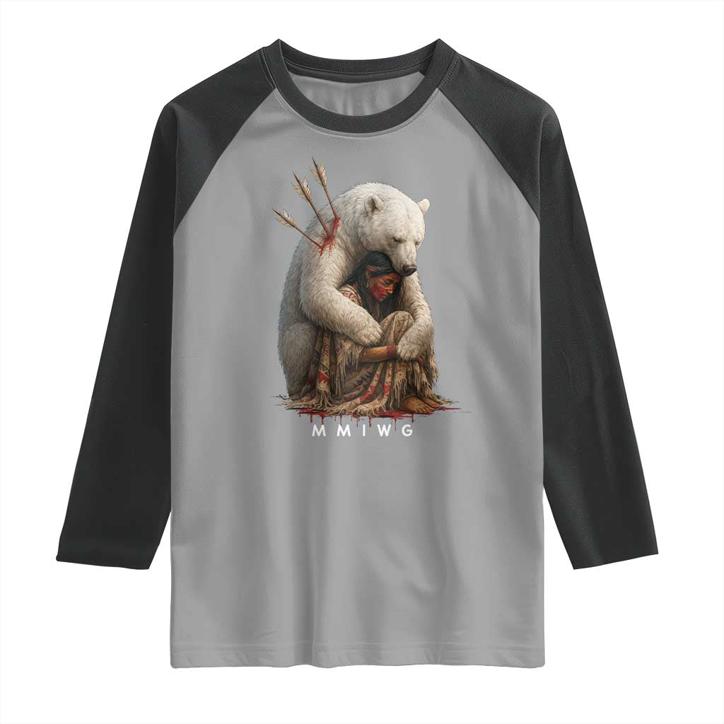 MMIW Native American Raglan Shirt Spirit Bear Protecting Indigenous Woman MMIWG - Wonder Print Shop