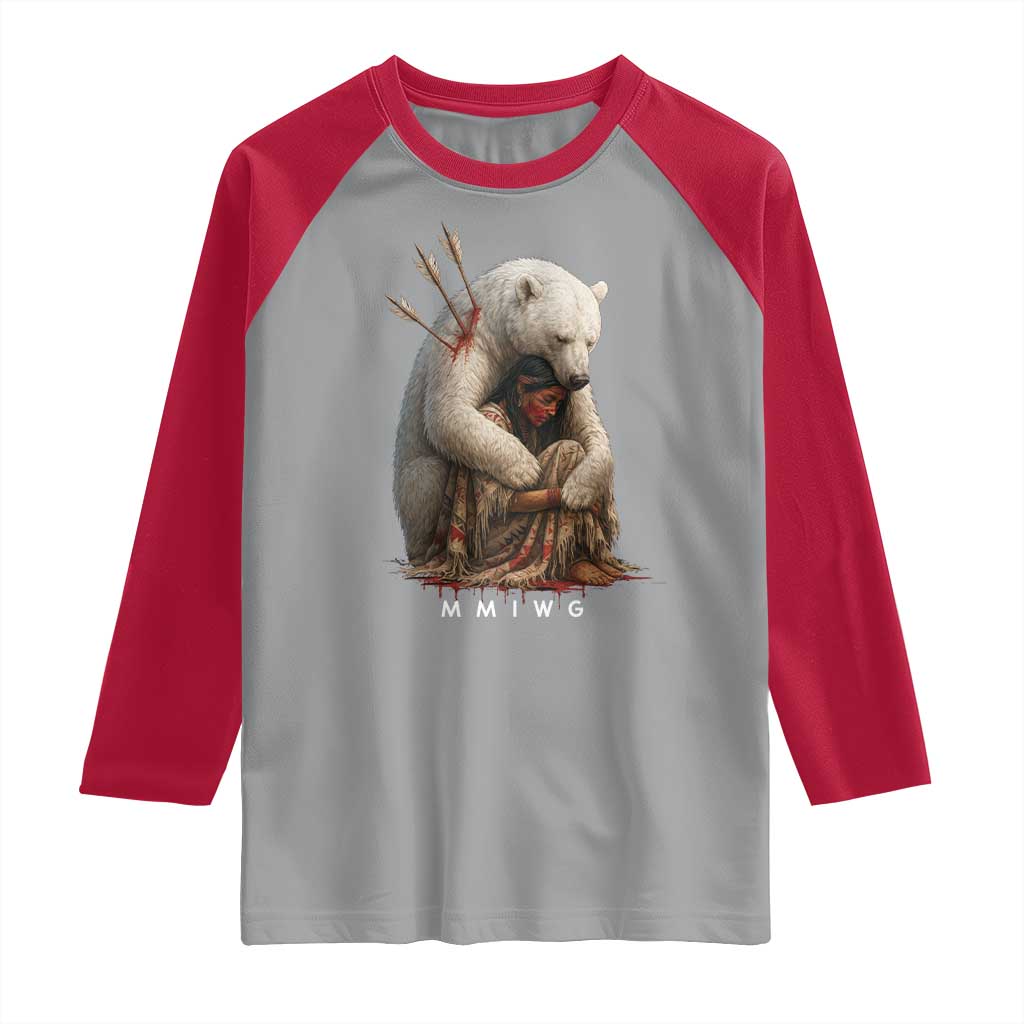 MMIW Native American Raglan Shirt Spirit Bear Protecting Indigenous Woman MMIWG - Wonder Print Shop