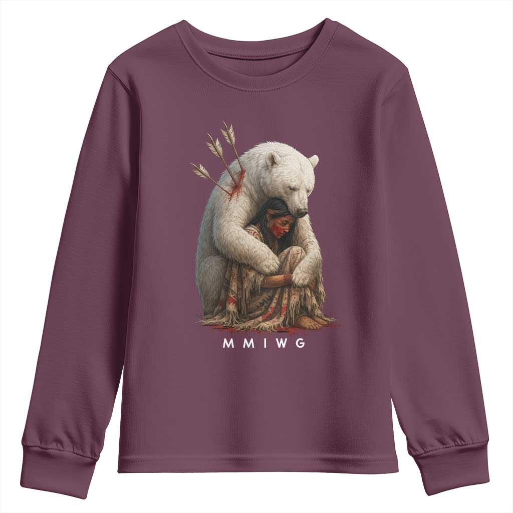 MMIW Native American Youth Sweatshirt Spirit Bear Protecting Indigenous Woman MMIWG - Wonder Print Shop
